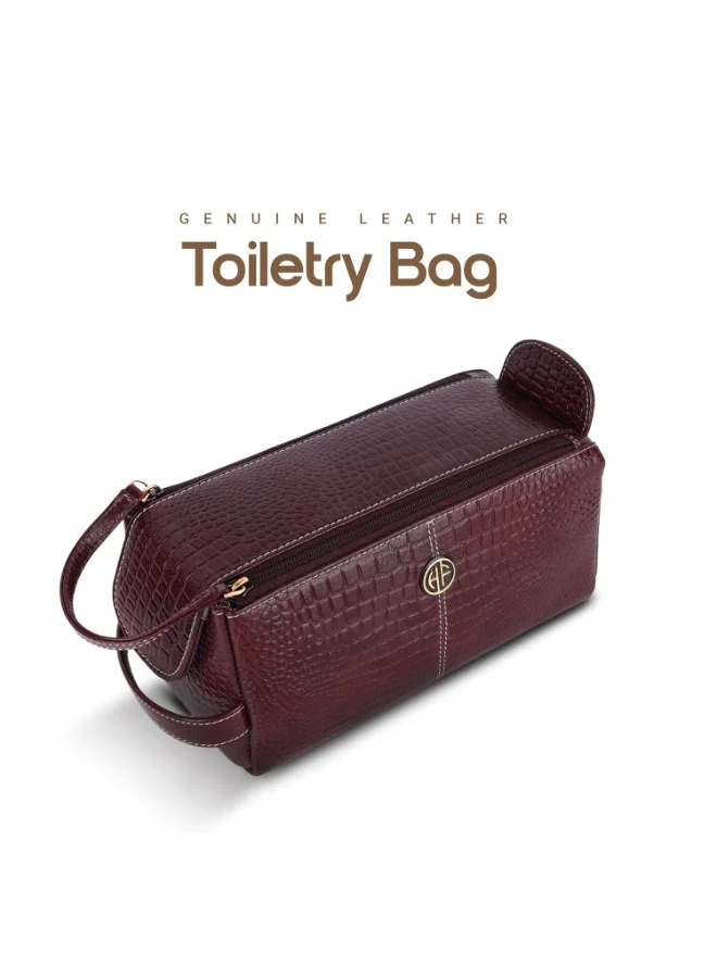  هاموندز فلاي كاتشر حقيبة أدوات تجميل من الجلد الطبيعي للرجال والنساء - حقيبة تنظيم للسفر، حقيبة أدوات حلاقة للرجال، حقيبة تنظيم مستحضرات التجميل، حقيبة أدوات تجميل للرجال مزودة بجيوب متعددة - TC4005 بني تمساح